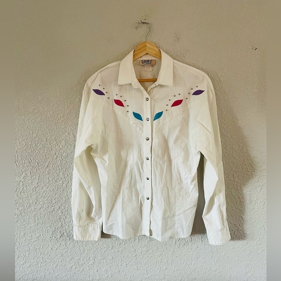 Vintage Button up Circle T Western Long Sleeve Top - Picture 2 of 12